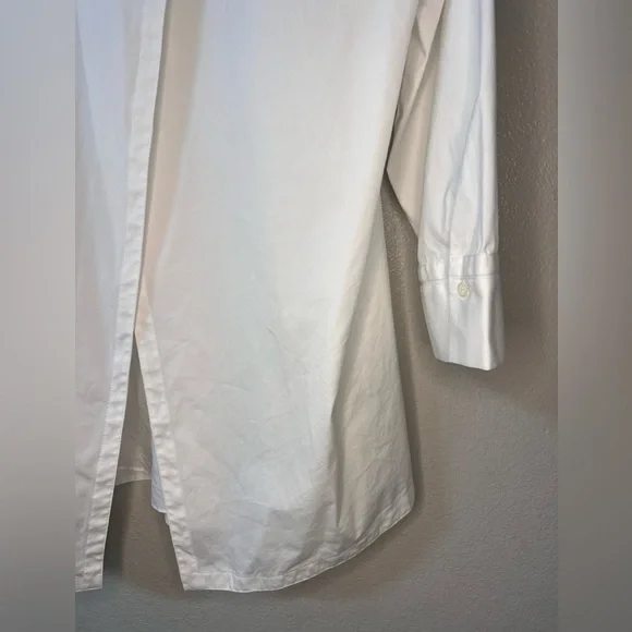 Lafayette 148 White Mandarin Collar Button Down Tunic Shirt - Picture 6 of 8